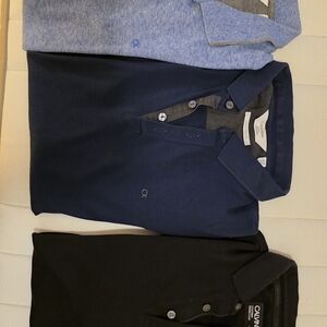 Calvin Klein Blue and Gray Polo Shirt
